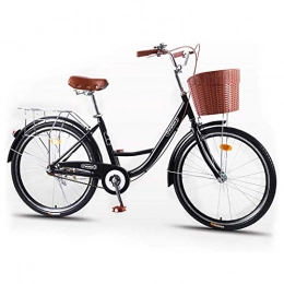 GOLDGOD Comfort Bike GOLDGOD Adult Unisex Retro Design Cruiser Bikes 26 Inch High-Carbon Steel Frame City Bicycle with Front Basket And Rear Shelf City Bike for Height 160cm-180cm, Black