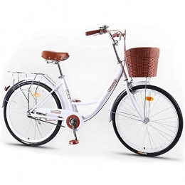 GOLDGOD Bike GOLDGOD Adult Unisex Retro Design Cruiser Bikes 26 Inch High-Carbon Steel Frame City Bicycle with Front Basket And Rear Shelf City Bike for Height 160cm-180cm, White
