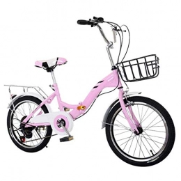GOLDGOD Comfort Bike GOLDGOD Children's 18 Inch City Bike Ultralight Cruiser Bikes with Basket And Adjustable Seat Height Aluminum Frame Single Speed Folding Bike for 120-135CM Tall Kids, Pink