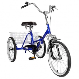 Gpzj Bike Gpzj 20" Wheels Adult Folding Tricycle Bike 3 Bicycle Portable Tricycle (Blue)