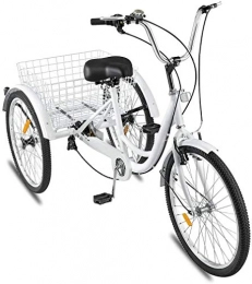 Gpzj Comfort Bike Gpzj Adult Tricycle 1 / 7 Speed 3-Wheel with Shopping Basket for Seniors, Women, Men. Three Wheel Cruiser Bike, Multiple Speeds, 24-Inch Wheels, Cargo Basket with Installation Tools