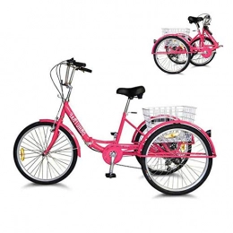 Gpzj Comfort Bike Gpzj Adult Tricycle Foldable 7 Speed Three Wheel Bike Cruise Bike 24inch Seat Adjustable Trike with Bell, Brake System and Basket Cruiser Bicycles Size for Shopping