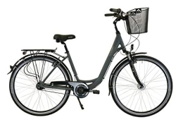 Hawk Comfort Bike HAWK City Wave Deluxe Plus (Incl. Basket) (Grey, 26 Inches) 7G