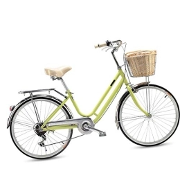 HSJCZMD 24 Inch Women's Bike,Ladies City Bike Suitable for Height 150-185,High Carbon Steel Bicycle,Shimano 6-speed Bicycle for Adults,Children,Green