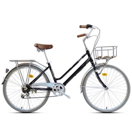 FXMJ Comfort Bike Hybrid Bike for Men and Women, Womens 7-Speed Comfort Cruiser Bike, 24-Inch Wheels, High load-bearing Front Basket & Rear Racks, E