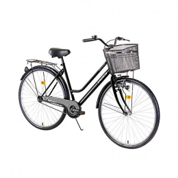 inSPORTline Comfort Bike inSPORTline Urban Bike Kreativ City Series | Single-Speed Comfort Adult Road Bike | Led Bike Light Coaster Rear Brake Bell & Basket Men & Women Bicycle | 2811 2019 (Women Black)