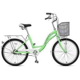 JHKGY Comfort Bike JHKGY Comfortable Commuter Bicycle, Retro Student Cruiser Bicycles, with Basket & Rear Racks, Single Speed Comfort Bikes for Men Women, green, 22 inch