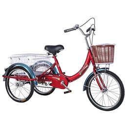 Kays Adult Tricycle With Rear Basket Carbon Steel Frame For Adults Women Men Seniors Exercise Shopping - Red
