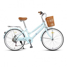 Kehuitong Comfort Bike Kehuitong Bicycle, Women's 24 Inch 6-speed Bicycle, Student Adult Leisure Bicycle, City Commuter, The latest style, simple design (Color : Light blue, Edition : 6 speed)