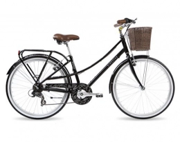 Kingston Comfort Bike Kingston Primrose, Ladies Classic Bicycle, 7 Speed, 26 Inch Wheel, Black / Silver (16 Inch Frame)