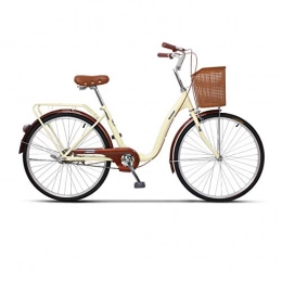 Kuqiqi Comfort Bike KUQIQI 24 / 26-inch Lightweight Bike, Urban Commuter, Suitable For People 140-180 Cm Tall (Color : Beige, Edition : 24inches)