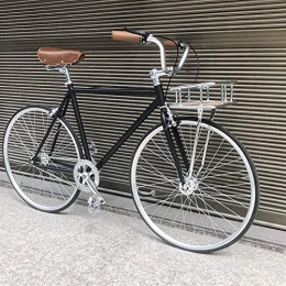 lqgpsx Comfort Bike lqgpsx Single Speed 700C Commuter City Road Bike-High-Carbon Steel Frame Urban Fixed Gear Bicycle Retro Vintage with Bicycles Basket (Size:Female 48cm)