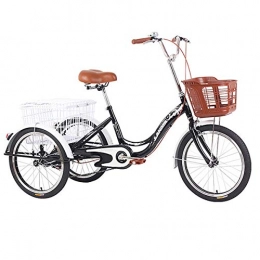 LYLSXY Bike LYLSXY Pedal 20inch Tricycle Adult 3 Rounds Bicycle With Big Basket Tricycle Pedal For The Elderly Human Tricycle Gifts For Parents (Color : Black)