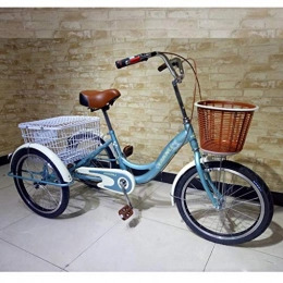 M-YN Bike M-YN Adult Tricycle 20inch Three Wheel Cruiser Bikes Trike Bike for Seniors Women & Family with Cargo Basket Picnics & Shopping (Color : Blue)