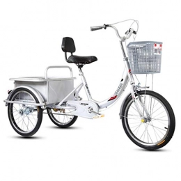 M-YN Comfort Bike M-YN Adult Tricycle - Three Wheel Cruiser Bikes - Trike Bike for Seniors Women & Family with Cargo Basket for Seniors, Family | Leisure Picnics & Shopping (Color : Silver)