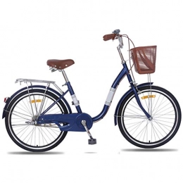 MC.PIG Comfort Bike MC.PIG 24 Inch Women Bicycle With Basket- City Car Light Commuter Male and Female Student Comfortable Retro Lady Car Adult Bicycle Cruiser Bike for Male and Female Students (Color : Blue)
