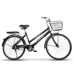 MC.PIG Bike MC.PIG City Leisure Bicycle Adults- 22 / 24 / 26" Aluminum City Bike, Dutch Style Retro Bike With Basket Suitable for Male and Female Students Retro Lady Bicycle (Color : Black, Size : 22)