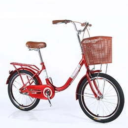MC.PIG Bike MC.PIG Lady Classic Bike With Basket -20 Inch Single Speed Bicycle City Car Men and Women General Commuter Car Bicycle Female for Male and Female Students (Color : Red)