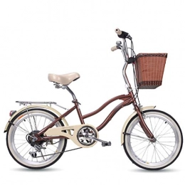 MC.PIG Comfort Bike MC.PIG Lady Classic Bike With Basket -Bicycle Women'S 20 Inch Student Variable Speed Portable High Carbon Steel Comfortable Retro Bicycle for Male and Female Students (Color : Brown)