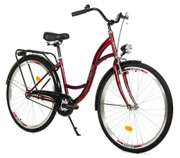 Milord Bikes Bike Milord. 26 inch 1-speed, burgundy, comfort bike with luggage rack, Dutch bike, ladies bike, city bike, retro bike, vintage