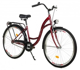 Milord Bikes Comfort Bike Milord. 26 inch 1 Speed Claret City Comofrt Bike Ladies Dutch Style with Rear Carrier