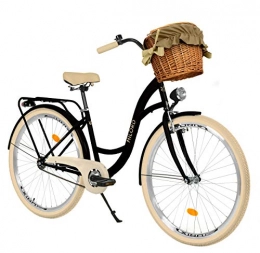 Milord Bikes Comfort Bike Milord. 26 inch 1-speed, cream- black, comfort bike with basket, Dutch bike, ladies bike, city bike, retro bike, vintage