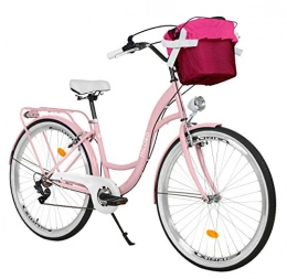 Milord Bikes Comfort Bike Milord. 26 inch 7-speed, pink, comfort bike with basket, Dutch bike, ladies bike, city bike, retro bike, vintage
