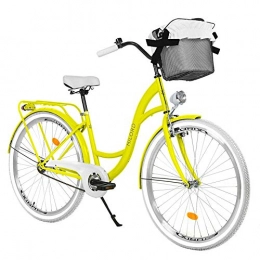 Milord Bikes Comfort Bike Milord. 28 inch 1 Speed Yellow City Comofrt Bike Ladies Dutch Style with Rear Carrier and Basket