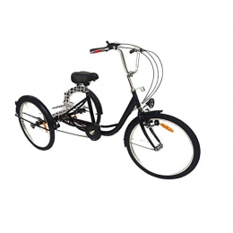 MINUS ONE Bike MINUS ONE 24" 6 Speed Adult 3 Wheel Tricycle, Adult Bicycle Cycling Pedal Bike with White Basket for Outdoor Sports Shopping Adjustable (Black with light)