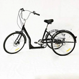 MINUS ONE Comfort Bike MINUS ONE 26" 6 Speed 3-Wheel Adult Tricycle Trike Cruiser Bike, Cargo Trike Cruiser Cycling Tricycle for Outdoor Sports (Black)