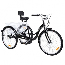 MuGuang Bike MuGuang Adult Tricycles 26" 7 Speed 3 Wheel Adult Trike Bike Cycling with Shopping Basket (Black)