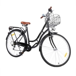 Generic Bike MuGuang City Bike Heritage Bike Ladies and Girls Dutch Style City Bike 28" Wheel with Basket (Black)