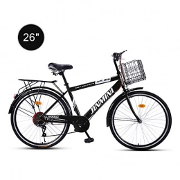 MYS Bike MYS 26-inch Bicycle 6-speed Shift Urban Retro Leisure Light Commuter Portable Bikes Adjustable Adult Student Travel High Carbon Steel Bicycle with Storage Basket Comfortable Stable(Color:black)