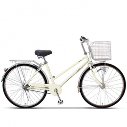 Mzq-yj Retro Commuter Bike, Unisex Adult Leisure City Bike 26 Inches, Inner Three Speed,milky white