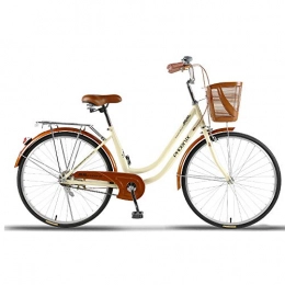 One plus one Comfort Bike One plus one City Comfort Bike with Basket, Ladies Dutch Style, 1 Speed, 26 Inch Single Speed High Carbon Steel Frame Bicycle for Woman