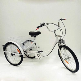OUKANING 6 Speed Adult Tricycle, 3 Wheel Bicycle, 24"Bicycle Tricycle, Aluminum Bicycle with Backrest Basket Light