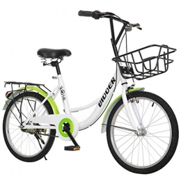 Tbagem-Yjr Comfort Bike Outdoor Travel Bike, Commuter City Road Bicycle Girl Student Car School Student (Color : White green, Size : 24 inch)