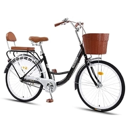 PAKUES-QO Bike PAKUES-QO 26-Inch Womens Beach Cruiser Bike With Basket - Women Comfort Bikes Classic Retro Bicycle Beach Cruiser Bike Single Speed Bicycle Comfortable Commuter Bicycle(Color:black)