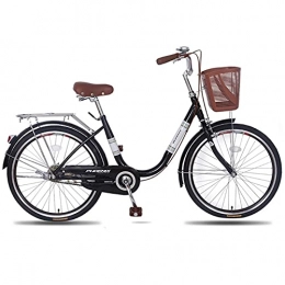 QIU Comfort Bike QIU Ladies 20“ / ”24" Wheel 7 Speed 19" Frame Traditional Bike Bicycle Blue (Color : Black, Size : 24")