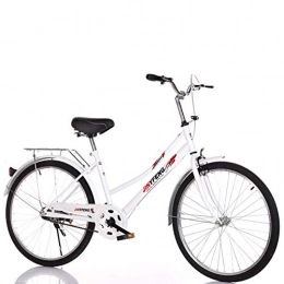 FXMJ Bike Road Bike City Commuter Bicycle, 26" Aluminum Frame Suspension Hybrid Road Bike for Mens Womens, White, 24 Inch