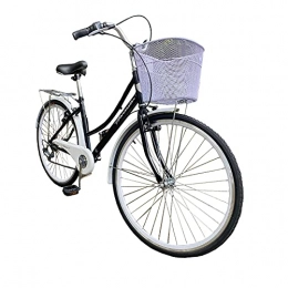 Simply Sites Vintage Ladies Bike - Dutch Style Womens Bike with Pannier Rack - 26 Inch Heritage Shopper Cruiser Commuter Trek City Bike -Classic Bicycles for Women Shimano 6 Speed Front Basket (Black)