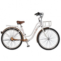 TDJDC 26" Retro Style 3-Gear Shaft Drive No Chain Commuter Bike Fahrrad for Girls, Ladies Bicycle, City Bike (White)