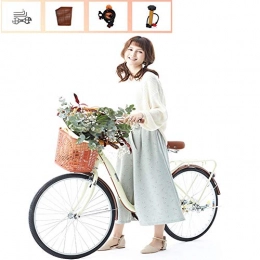 Ti-Fa Ladies and Girls bicycle Aluminum Cruiser Bike 26" 6 speed shift V brakes city light commuter retro with basket, Inflator, installation tool