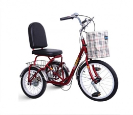 GUI Comfort Bike Tricycle 3 WheelTricycle adult 3-wheel bicycle, large basket, generous seat, pedal human tricycle, leisure and transportation, small fitness red, grocery shopping, shopping<br>