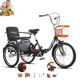 Dongshan Bike Tricycle adult 3 wheel bikes elderly 20inch comfortable bicycle with rear seat + vegetable basket double chain hydraulic shock absorption mobility tricycle for parents transport children