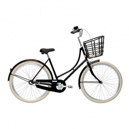 Velorbis Bike Velorbis Comfort Bike for Women Urban Chic 3 Speed, 20" Bicycle with Large Basket and Puncture Protected Tires (Jet Black, 50 cm / 3 Speed)