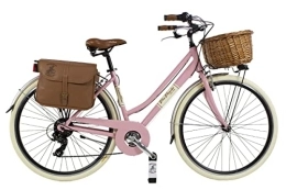 Via Veneto by Canellini  Via Veneto by Canellini Bike City Bike CTB Citybike Vintage Bycicle Aluminium Retro Woman Lady with Basket bags and bell ring via veneto (50, Pink)