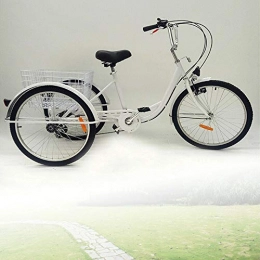 Wangkangyi Comfort Bike Wangkangyi 24 Inch Adult Tricycle for Seniors and Basket for Adults (White)