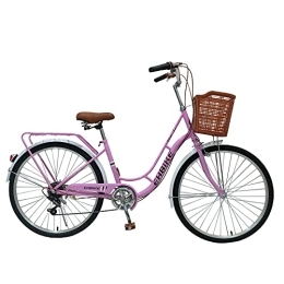 Wgjokhoi Comfort Bike Women Bike 26 Inch Bike Road Bike Seaside Travel Bicycle, Commute Bike 7 Speeds 26 Inch Bike Wheel Rear 3 Hub (Purple, 133 * 73 * 21cm)