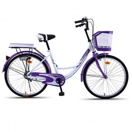 XXY Bike XXY Bicycle Women Bike Adult Retro City Student Bicycle Drum Brake Bicycle for Woman 24 inch (Color : Purple, Size : 24 inch)